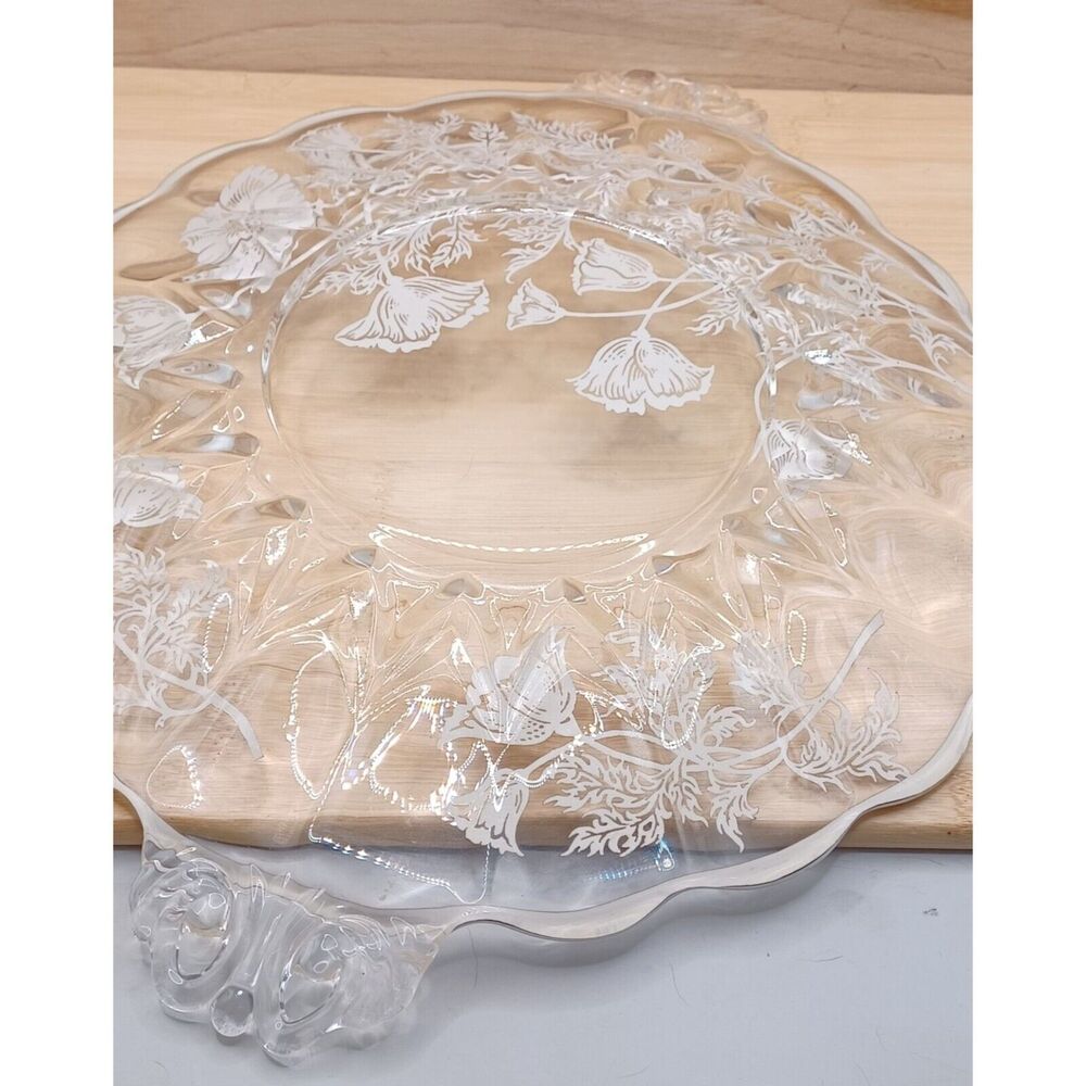 Vintage Silver City Flanders Poppy Overlay Glass 11" Cake Plate - Picture 11 of 14